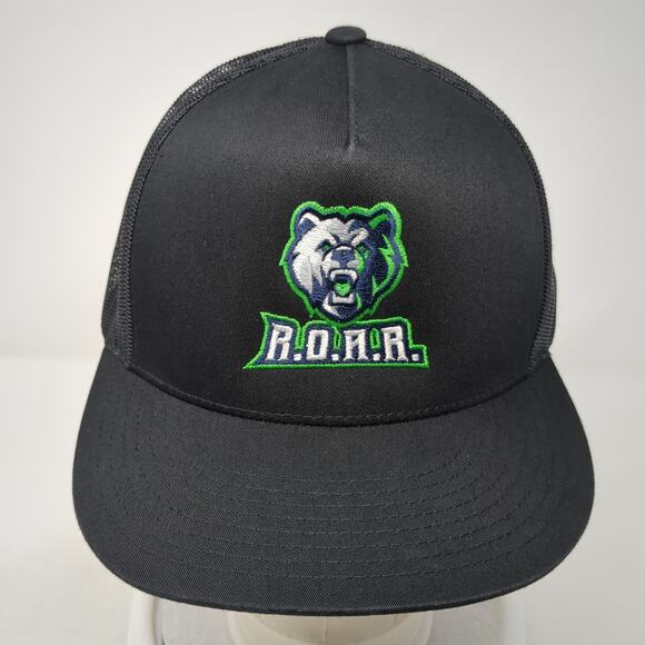 Roar Snapback Trucker Hat Black OS Adjustable Embroidered Mesh Back Sport-Tek - Picture 2 of 9